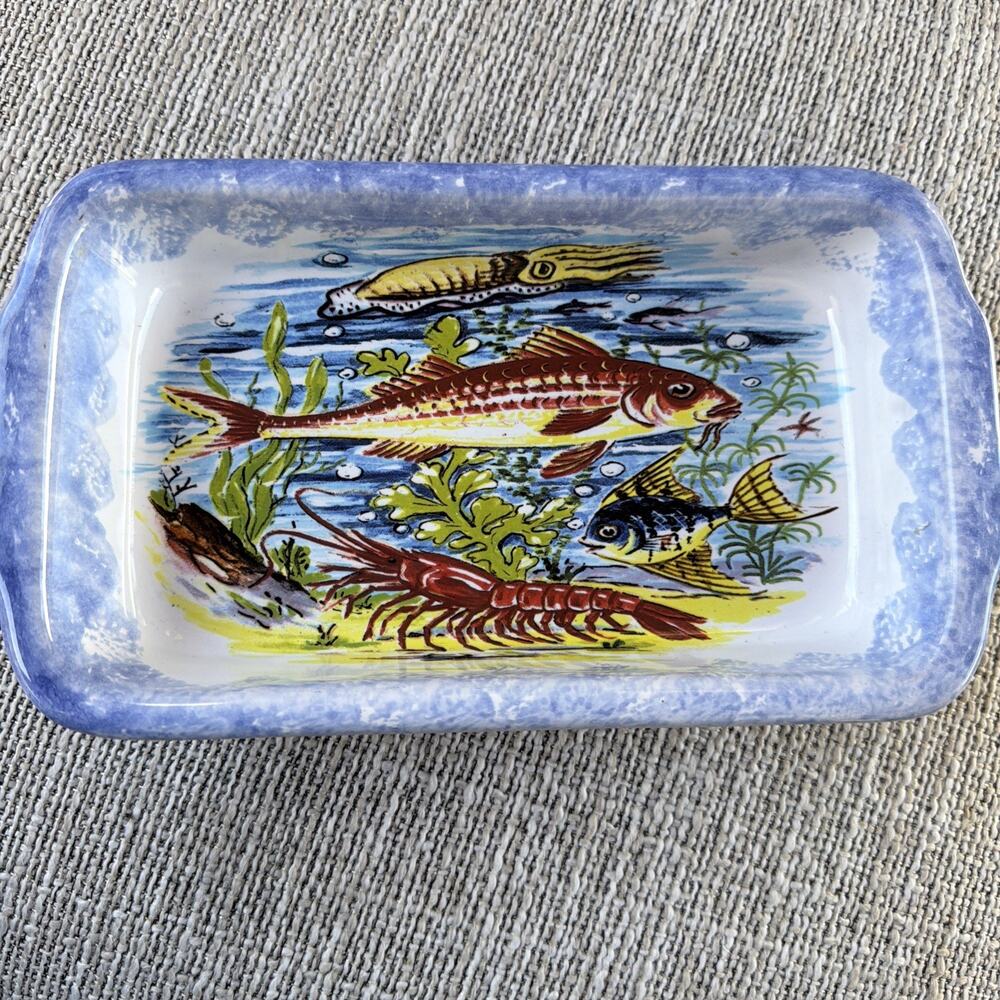 Vintage Hand Painted Italy Marine Sea Platter Taormina Pisapia Design Creations